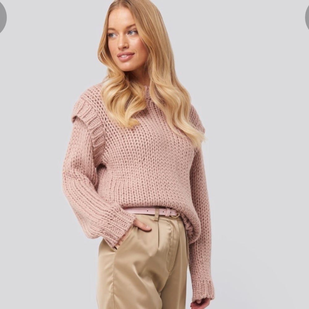 Wool Blend Shoulder Detail Knitted Sweater